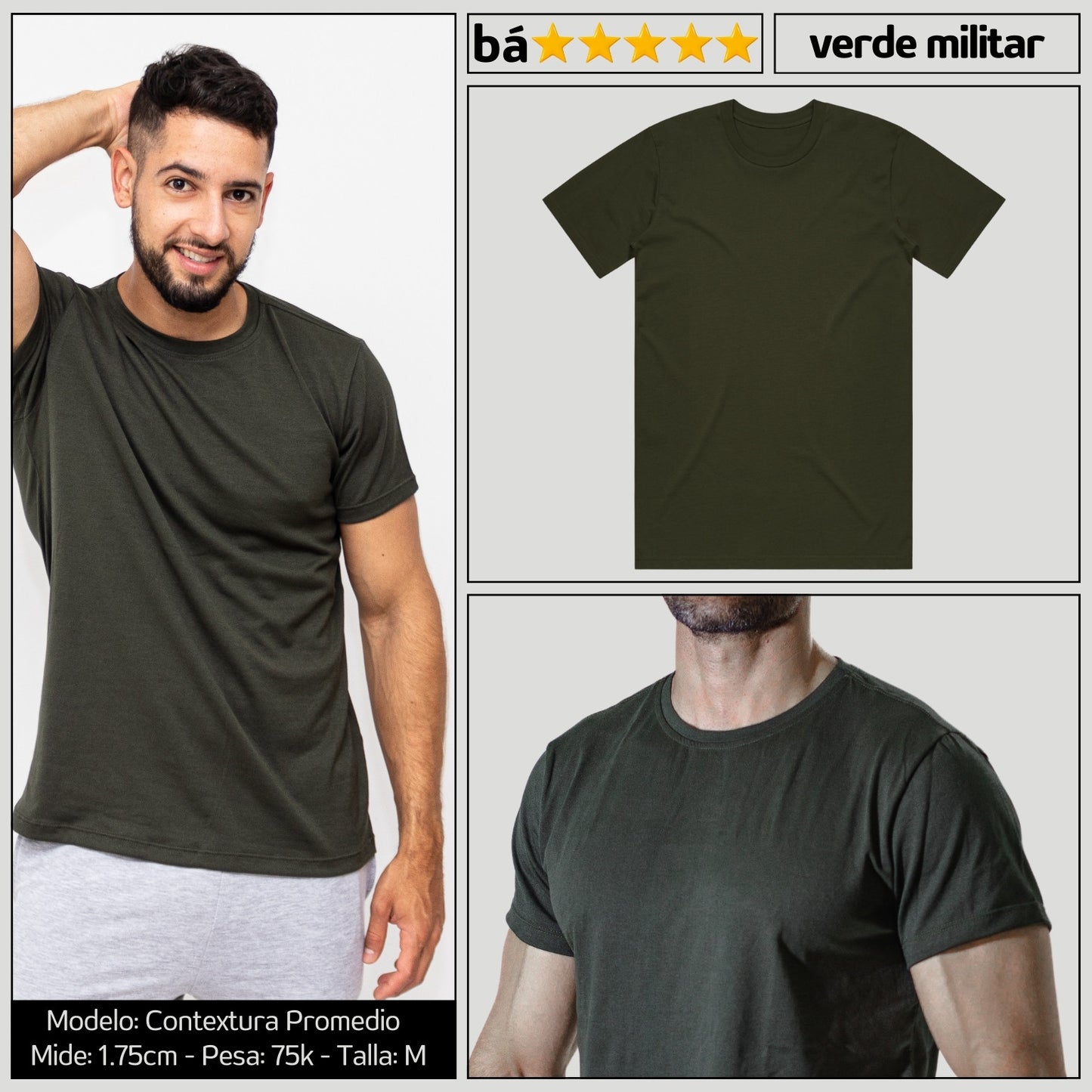 Básica Verde Militar | Horma normal 👌🏼 | 100% algodón ☁️ | Cómoda y duradera ✅