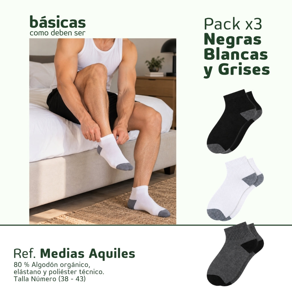 Básica Medias Aquiles - Pack x3 Pares